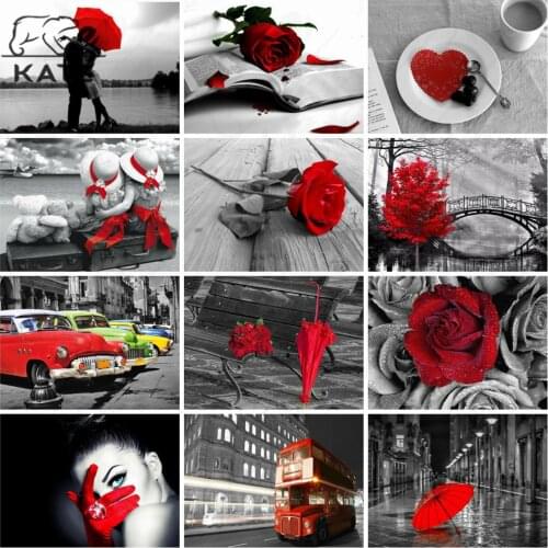 Rose Street Diamond Painting Gray Background Embroidery Through Diy Mosaic Painting Gift Handmade Cross Stitch Home Decoration