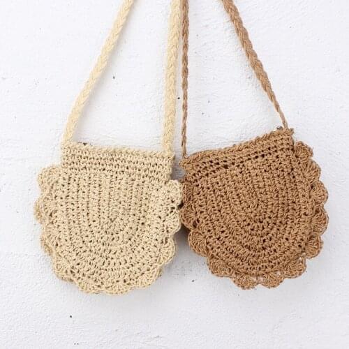 Straw bag diagonally across the semicircle one-shoulder lace hand-woven bucket bag ethnic beach bag