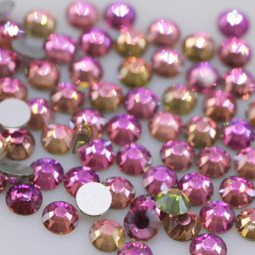 1440/288p Glittering Shiny Gold Rose Ghost ss3-ss34 Rhinestone Crystal Flatback DIY For Nail Art Deco Non Hot-fix wedding Dress