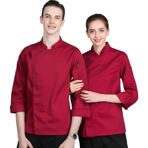 Hotel Chef Uniform Long Sleeve Men Women Breathable Cook Working Clothes Kitchen Chinese Restaurant Food Service Overalls H2013