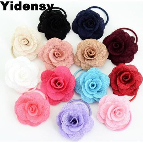 Yidensy 6pcs New Fashion Women Flower Hair Accessories Elastic Hair Bands female Kids Girl Hairband Hair Rope Gum Rubber Band