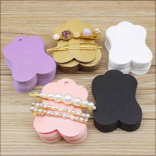 50pcs newest cute shape purple/ pink /kraft /black color jewelry package hair barrette card Marbling design hairpin card tag