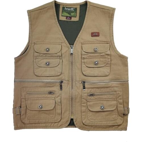 Vest mens multi-pocket B26 spring and autumn loose increase solid color sports outdoor photography fishing volunteer vest tops