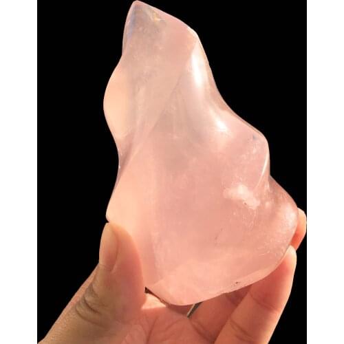 1Pcs Natural Rose Quartz Flame Healing Crystal StoneTorch For Home Decoration