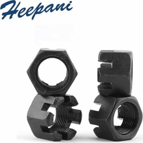 20pcs Hexagon slot nut GB58 thickened slotted nut M6 - M42 coarse fine thread slotted nuts carbon steel hexagonal slotted nuts