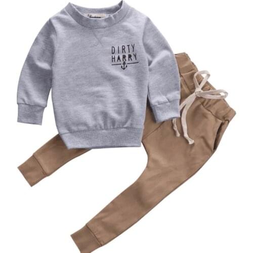 2018 Kids boys sweater clothes sets 2PCS Spring baby cotton sweater and pants trend baby 2pcs Casual Outfits Coat+Pants
