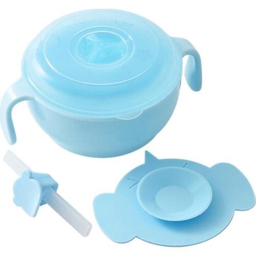 3Pcs/Set Feeding Bowl Filter Hole Design High Sealing High Stability Children Feeding Straw Bowl for Travel