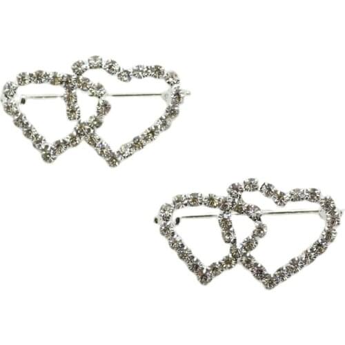 ZMASEY New Metal Buckles 5Pcs/Lot 20*31mm Rhinestones Heart Buckle Ribbon Accessories Holiday Gift Wrapping Decoration