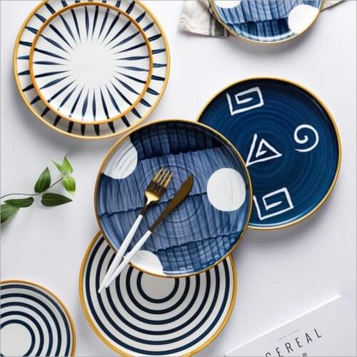 8 /10 inch Japanese tableware Phnom penh geometry tableware ceramic Dinner Plate dish porcelain dessert plate cake plate 1 pc