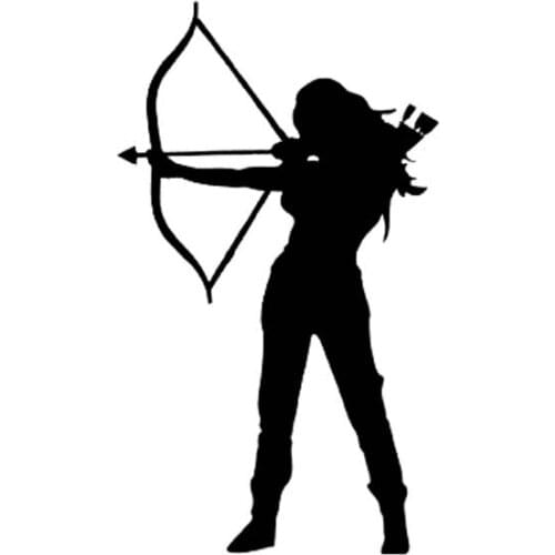 9.1CM*15.6CM Archery Vinyl Decal Car Sticker Hunting Bow And Arrow Woman Warrior Suitcase sticker