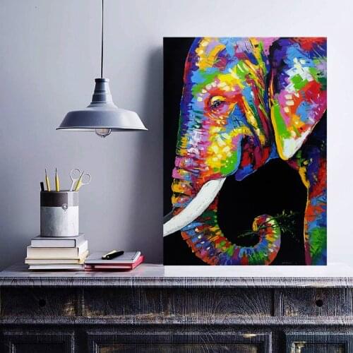Abstract Animal Colorful Elephant Wall Art Canvas Painting Nordic Posters and Prints Wall Pictures for Living Bedroom Decoration