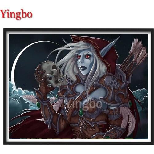 100% Drill Round square Diamond Painting Elf Beauty Warrior Skull Diamond Mosaic Home Decor Picture Of Rhinestone Embroidery