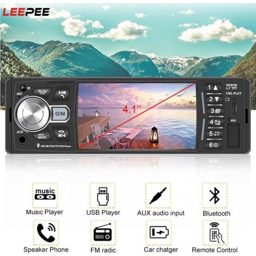 Audio Video MP5 Player Bluetooth 4.2 Auto Parts Car Radio 1 Din 4.1 Inch TF USB Fast Charging ISO Remote Multicolor Lighting