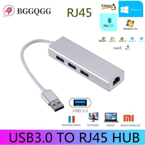 BGGQGG USB Ethernet USB 3.0 to RJ45 Hub 10/100/1000M Ethernet Adapter Network Card USB Lan For Macbook Windows Adapter