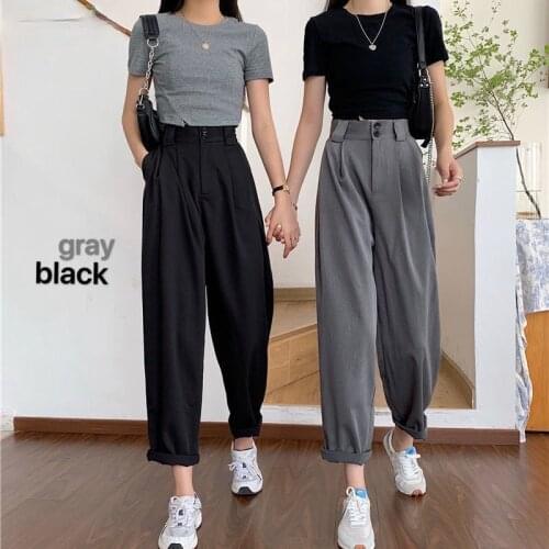 Straight Pants Women BF Style Chic Trendy Ladies Ankle-Length Trousers Summer New All-match College Classic Teens Pantalones Hot