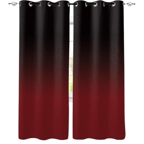 Black Red Gradient Blackout Curtains For Kitchen Bedroom Kids Room Window Treatment Curtains for Living Room