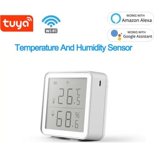WiFi Tuya Sensor Smart Home Control Work Digital Screen Display Temperature and Humidity Sensor Works With Google Home