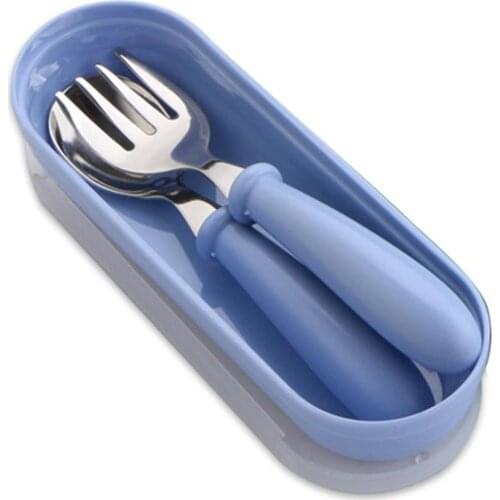 Toddler Utensils Cartoon Infant Food Tableware Stainless Steel Baby Spoons and Forks With Travel Case For Self Feeding Learning