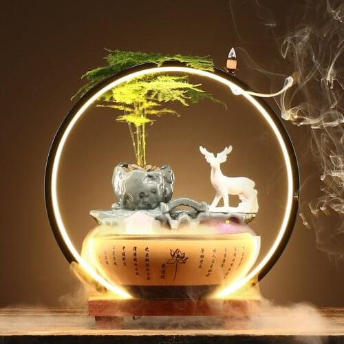 Home Fortune Small Fountain Water Decoration Living Room Circulating Water Transfer Desktop Humidifier Decoration