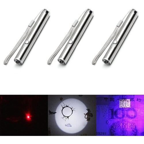 Enjoydeal 3PC Multifunction LED Mini Flashlight Pocket Ultra Violet Penlight Torch Flashlight Portable Waterproof lighting Torch