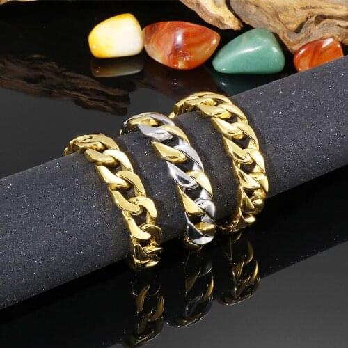 European and American fashion trend stainless steel gold smooth titanium steel mens bracelet