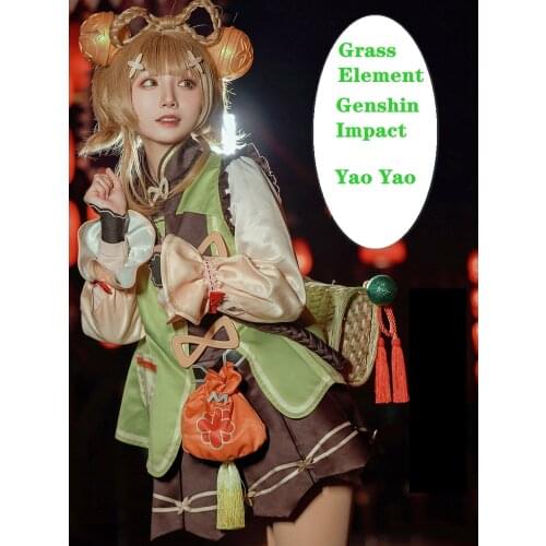 Genshin Impact Cute Loli Yao Yao Cosplay Costumes Game Project New Grass Elemental Role Playing Props Anime Girl Accessories Set