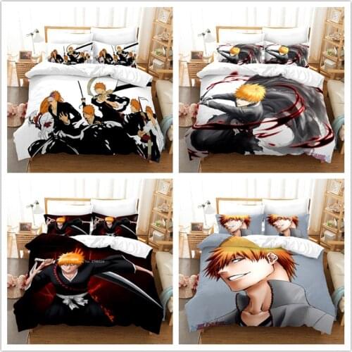 Anime BLEACH Kurosaki Ichigo 3D Printed Bedding Set Twin Full Queen King Size Duvet Cover Set Bed Linens Bedclothes Home Textile