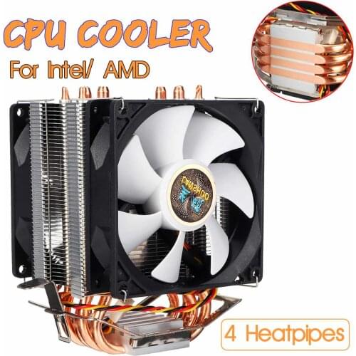 3 Pin 4 Heatpipes CPU Cooler Cooling Fan Radiator Quiet Dual Fan Cooler Heatsink for Intel LGA 1150/1151/1155/1156/1366/775 AMD