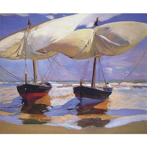 Top Manufacturer Embroidery Beached Boats Cross Stitch Kit Online with 100% Cotton Floss & Free Shipping for Wall Decor and Gift