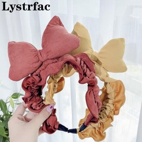 Lystrfac Autumn Bowknot Headband for Women Girls Hairband Female Cute Headdress Wash Face Heaband Sweet Hair Accessories