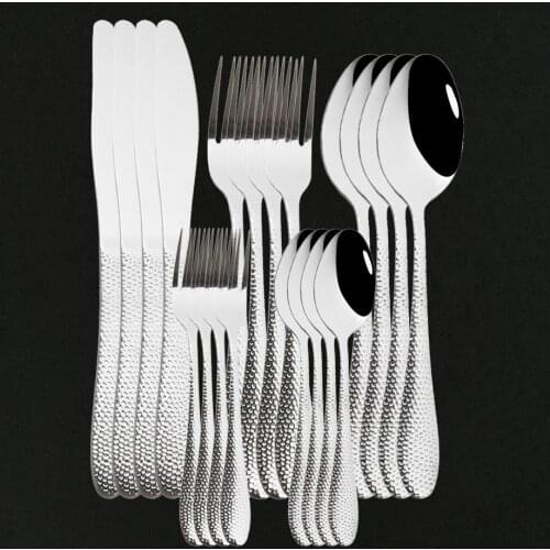 20Pcs Stainless Steel Gold Plate Cutlery Set Western Dinnerware Tableware Silverware Set Dinner Knife Fork Spoon Drop Shipping