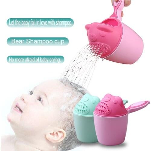 0-3Y Baby Shower 2 Colors Baby Shampoo Cup Showers Safety Cartoon Shampoo Scoop Plastic Water Spoon For Baby Kids Health Care