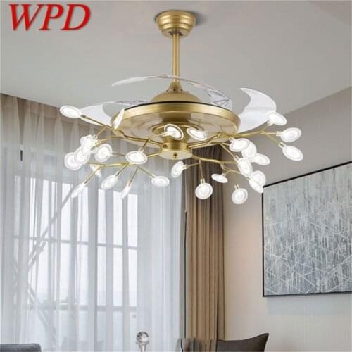 WPD New Ceiling Fan Light Invisible Lamp With Remote Control Modern Retro Branch LED For Home Restaurant