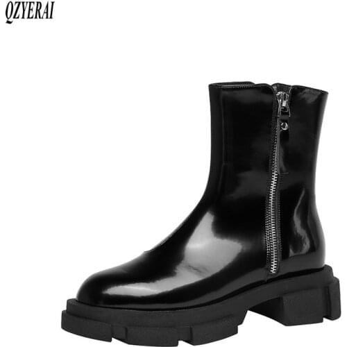 QZYERAI New winter 100% genuine leather Women boots Fashion ankle boots Female boots warm Women shoes