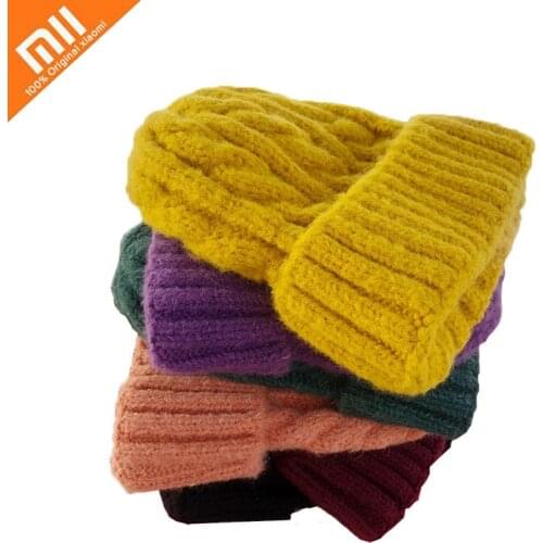 Xiaomi Beanie Hat Women Knitted Warm Soft Trendy Winter Hats Simple Korean Style Unisex Casual Caps Outdoor All-match Beanie