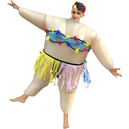 Funny Hula Dance Inflatable Costume for Adult Men Women Halloween Cosplay Costume Blow Up Disfraz Party Masquerade Dress