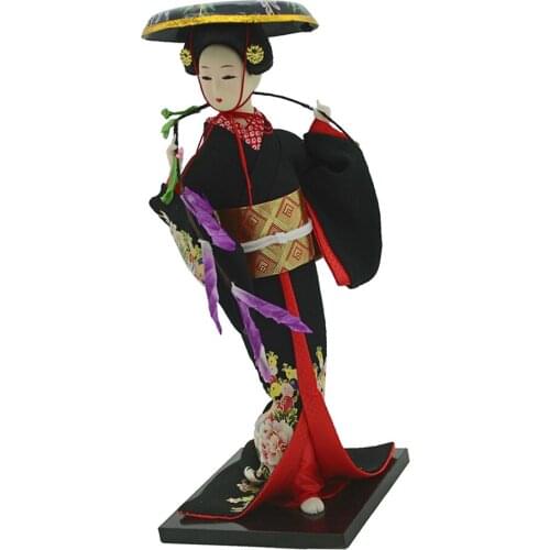 Old Japanese Lady Figurine Geisha Doll with Kimono Furnishing Crafts