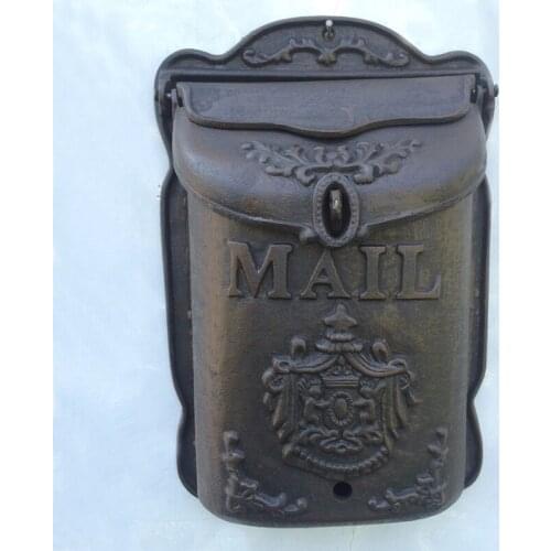 Vintage Angels Large Cast Iron Wall Mounted Mailbox European Home Garden Decor Non Water-proof Heavy Iron Hanging Post Box