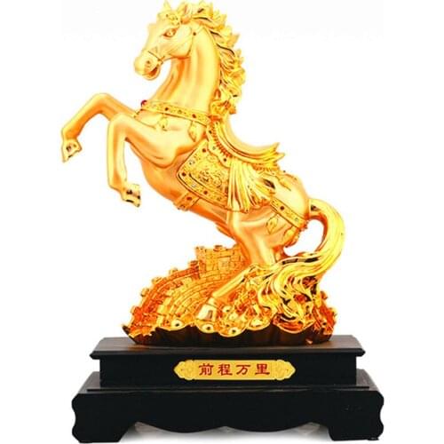 Golden horse statue handicrafts Great Wall horse household decoration feng shui mascot opening gifts good luck Resin decoration