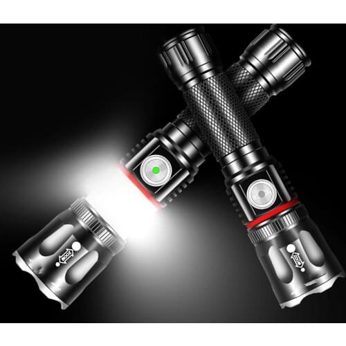USB Charging High-end LED Flashlight Surrounding COB lamp + Tail magnet design Support zoom 4 lighting modes Waterproof Torch