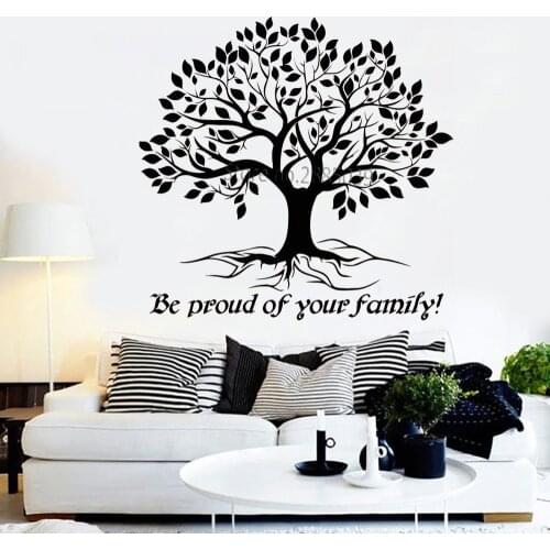 Vinyl Large Tree Quote Wall Decals Be Proud Of Your Family Tree Of Life Stickers For Livingroom Wall Decor Wallpapers Hot LC1009