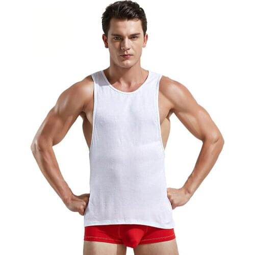 XXL Sexy Mens Vest Sleeveless Split Side Loose Tank Tops Casual Singlet Male Sports Gym Bodybuilding Quick-drying Undershirts