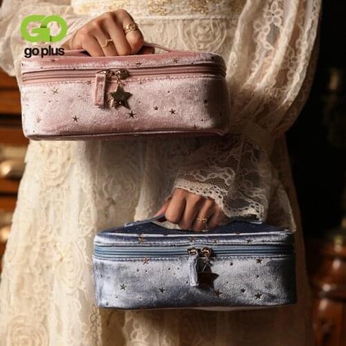 GOPLUS Womans Bag Gold Velvet Makeup Bag Large Capacity Cosmetics Storage Bag Small Carry-on Case INS Style bolsa de mujer