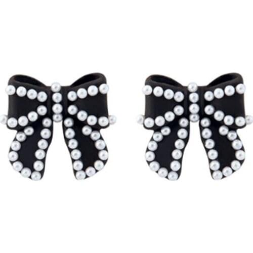 2021 New Fashion Metal Earrings Female Jewelry Women Trendy Stud Earrings Simlulated Pearl Bowknot Bow Earrings Korean Earrings
