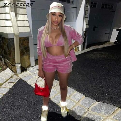 ZOOEFFBB Sexy 3 Piece Bra Crop Top Set Long Sleeve Coat and Biker Shorts Club Birthday Outfits for Women Trendy Autumn Clothes