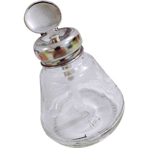150ml 5.3oz Liquid Push Down Pump Dispenser Bottle Nail Art Press Bottle Container with Stainless Steel Flip Top Cap