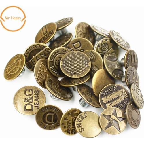 20sets/lot 20mm more than 20 kinds button mixed bronze fashion metal jeans button for garment pants sewing clothes accseeories