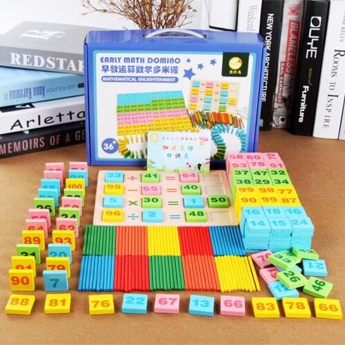 200 pieces / piece of building block toys cognitive digital domino wooden puzzle toys