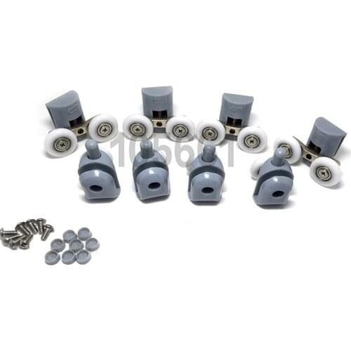 4 Pieces - 8 Pieces / Set Double Top Single Down 23mm / 25mm / 27mm Chrome Wheel Sliding Door Roller Rolling Material for Shower