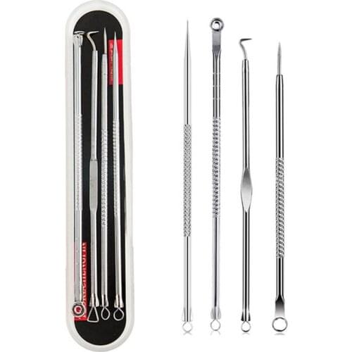 4Pcs/Set Blackhead Acne Pimple Skin-friendly Needles Extractor Fine Clean Tools
